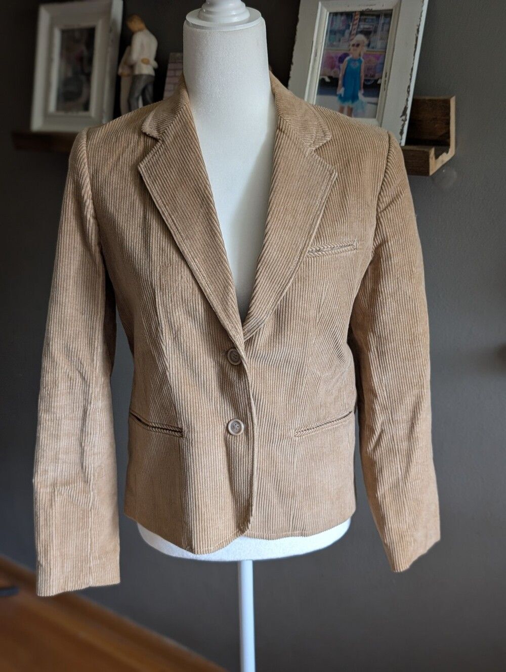 Vintage 90s Jump Camel Tan Corduroy Blazer Light Academia Medium